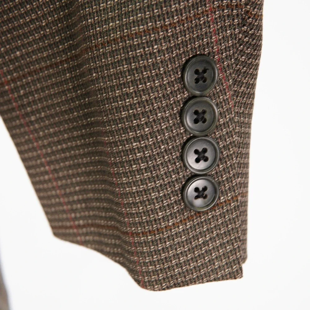 Vintage Christian Dior Monsieur Men Green Tan Check Wool Blazer 40R Sport Coat